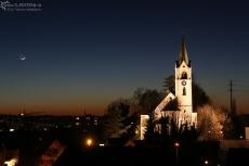 sundown with church, jona, switzerland